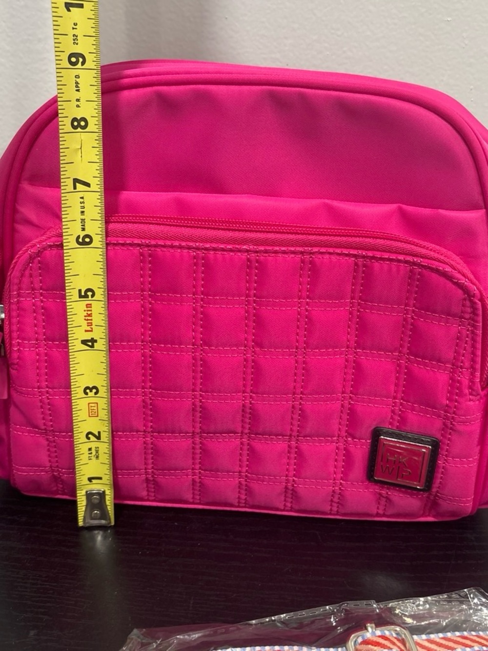 Ihkwip Vivid Pink Quilted Crossbody Bag with Striped Adjustable Strap new - Picture 6 of 8